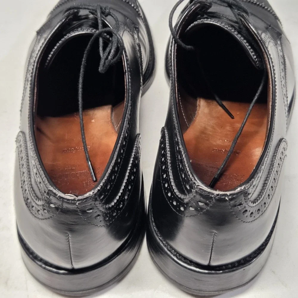 Allen Edmonds Black Leather Sanford Cap Toe Brogue Derby Men's 10.5 D USA